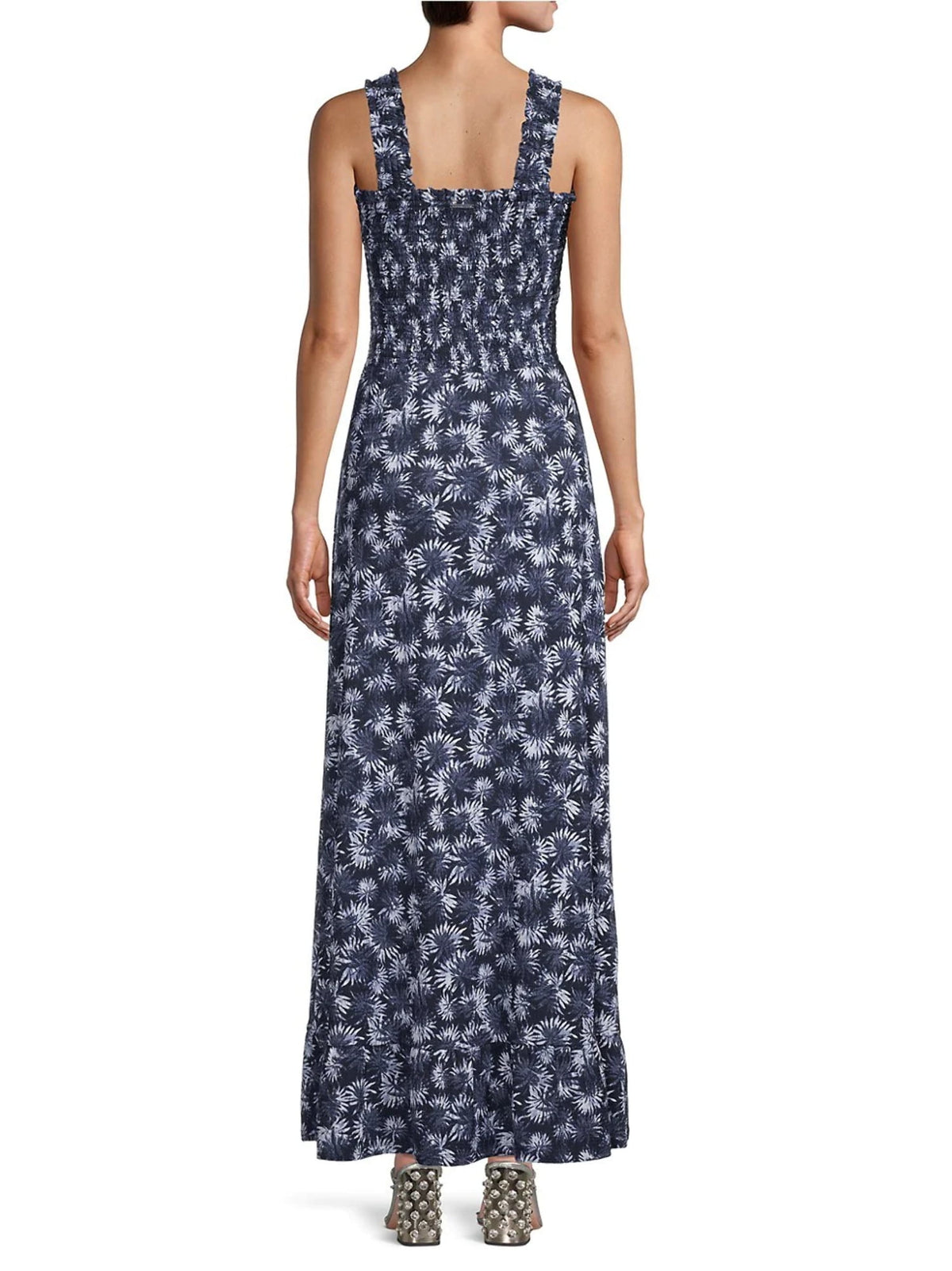 Michael Kors Women's Printed Smocked Maxi Dress White Size X-Small