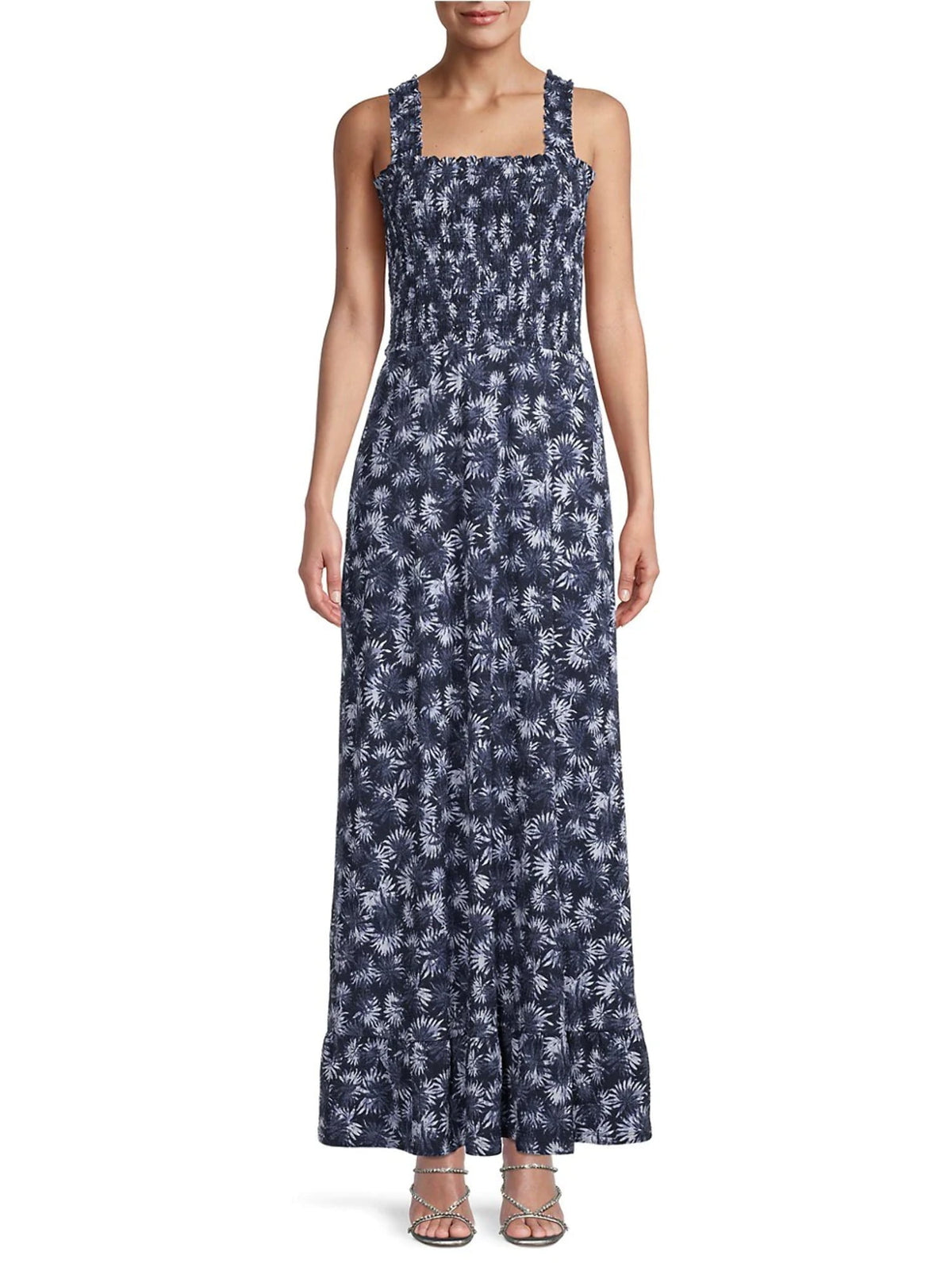 Michael Kors Women's Printed Smocked Maxi Dress White Size X-Small