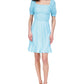 Michael Kors Women's Foil Print Smocked Peasant Dress Blue