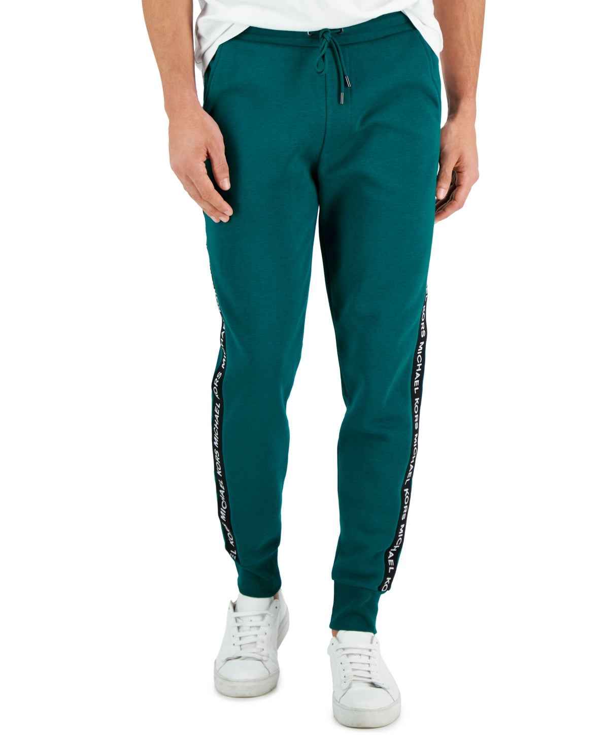 Michael Kors Men's Slim Fit Logo Tape Joggers Green Size Medium