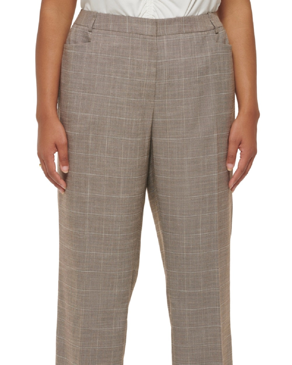 Calvin Klein Women's Mid Rise Modern Fit Pants Brown Size 18W