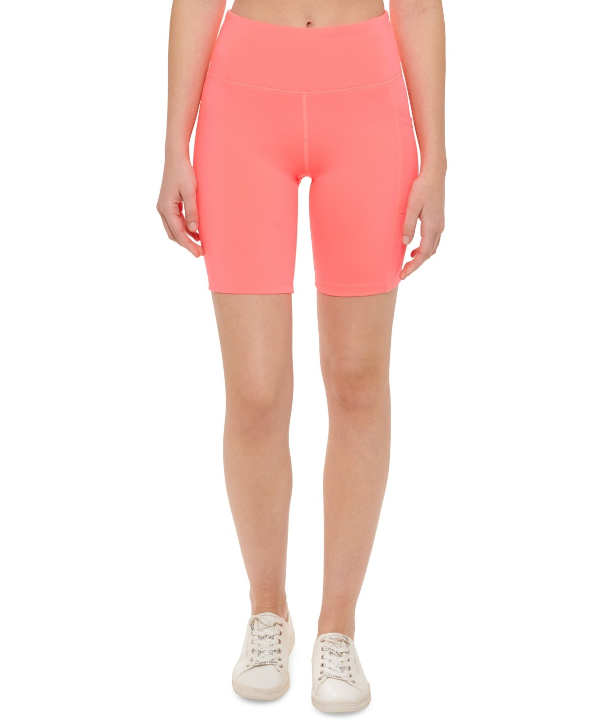 Calvin Klein Women's High Waist Side Pocket Bike Shorts Orange Size Large