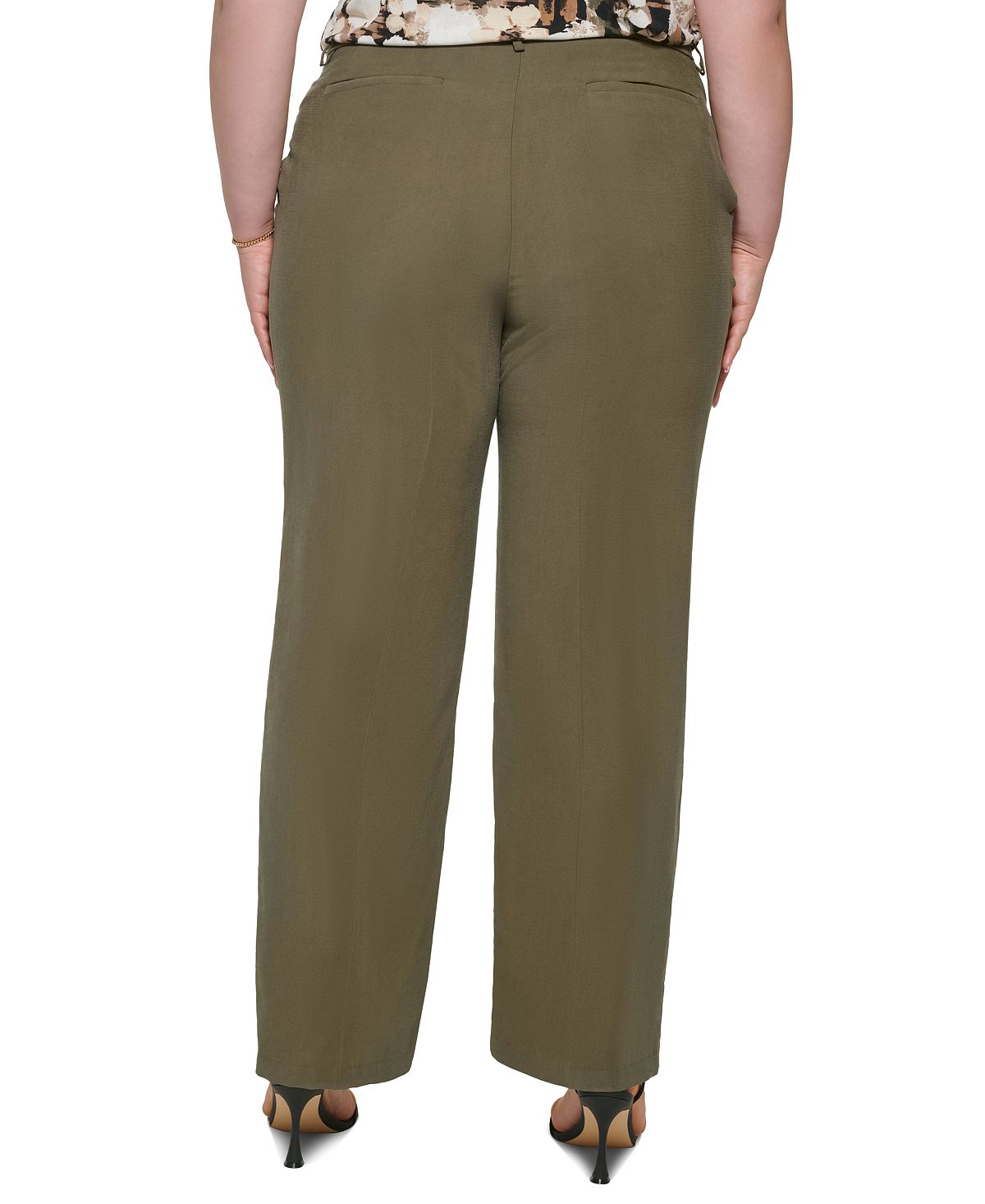 Calvin Klein Women's Wide Leg Pants Green Size 18W