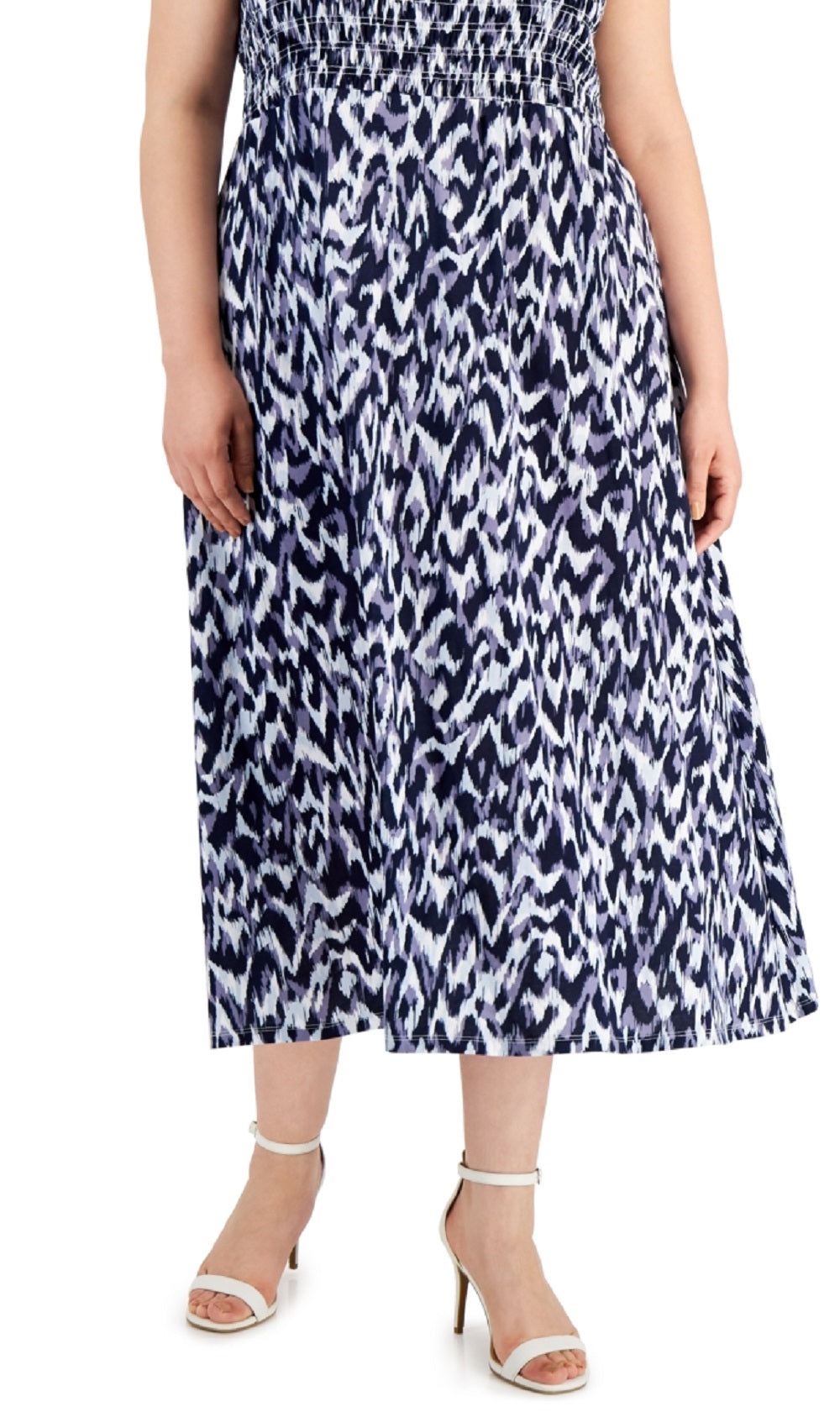 Calvin Klein Women's Smocked Maxi Dress Blue Size 1X