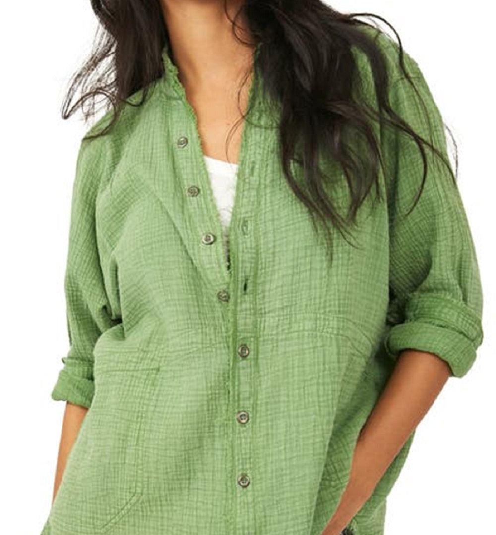 Free People Women's Summer Daydream Tunic Shirt Green Size Medium