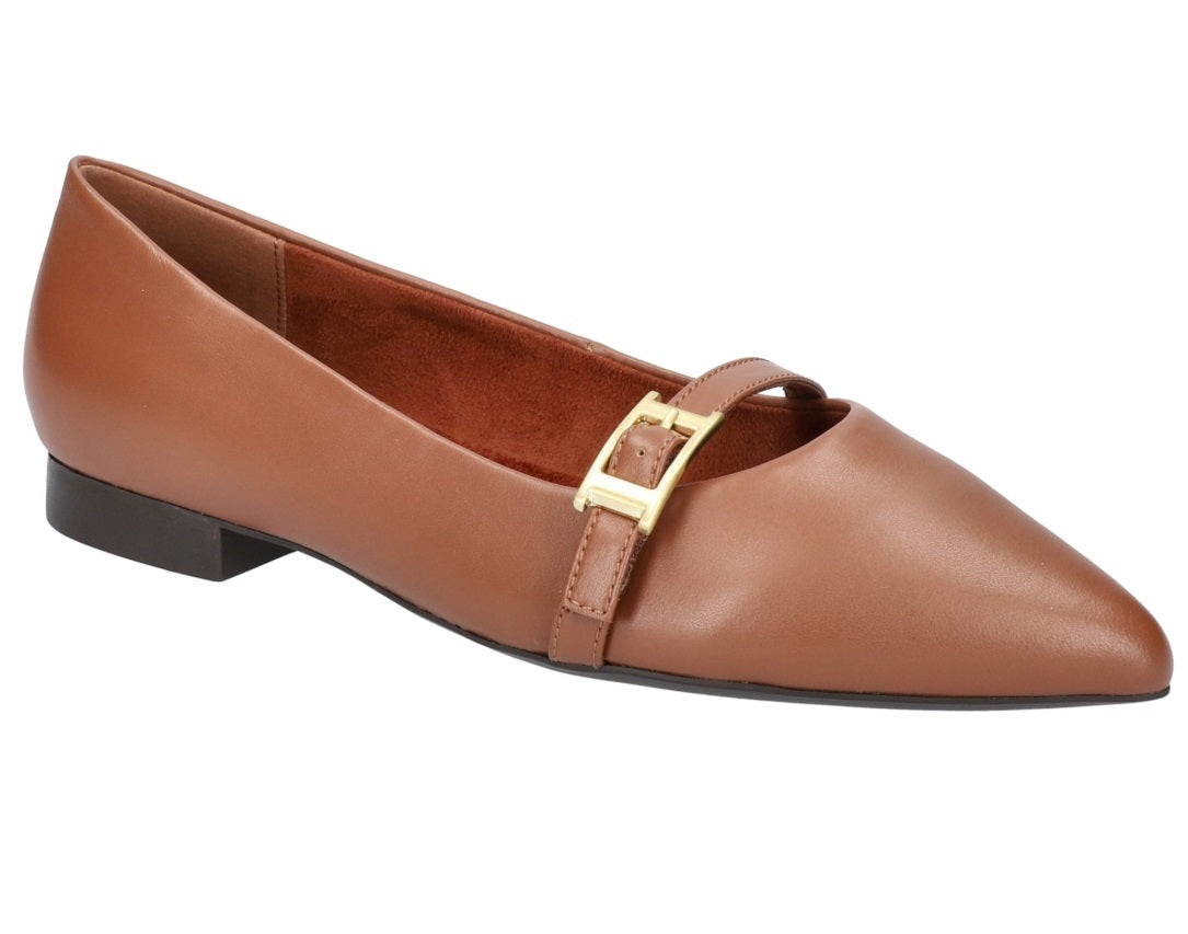 Bella Vita Women's Evanna Pointed Toe Flat Brown Size 7.5W