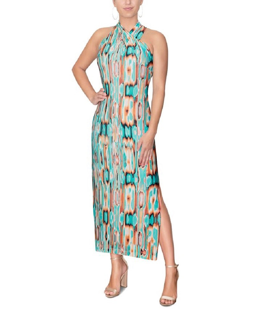 Rachel Roy Women's Crisscross Halter Maxi Dress Green Size Medium
