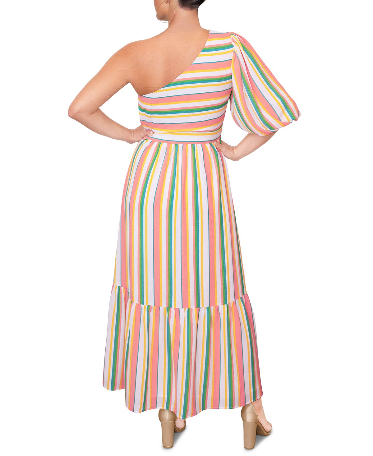 Rachel Roy Women's Tove One Shoulder Maxi Dress Beige Size 14