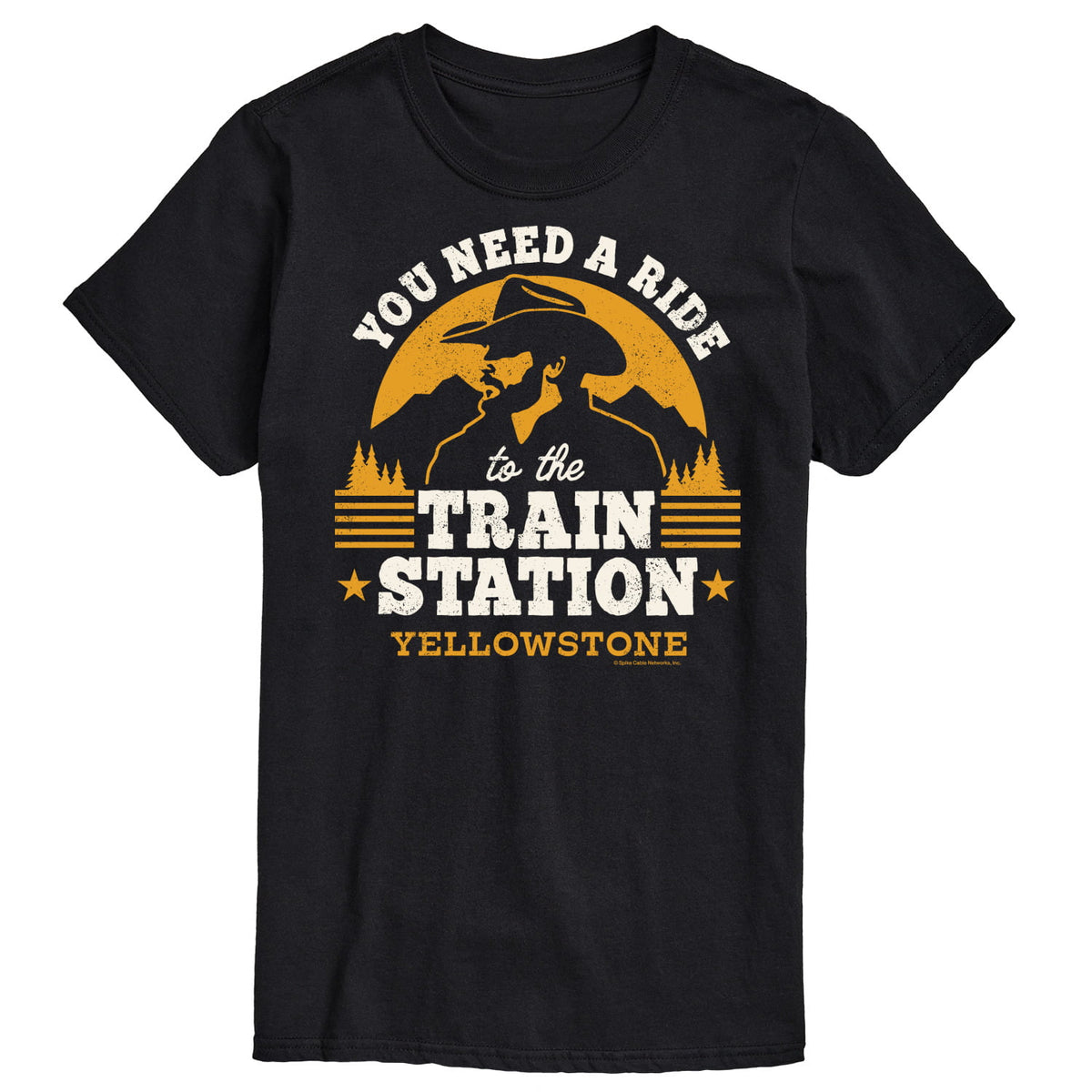 Airwaves Men's Yellowstone Train Station T-shirt Black Size Small