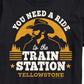 Airwaves Men's Yellowstone Train Station T-shirt Black Size Small