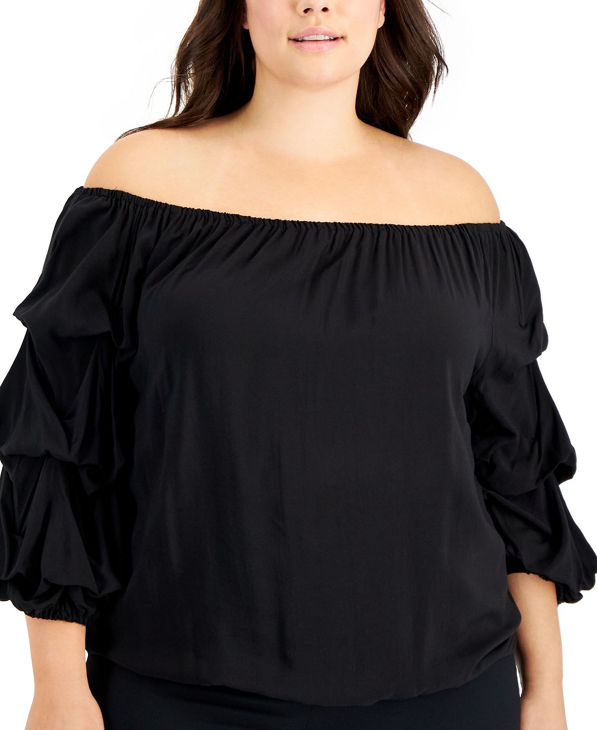 Vince Camuto Women's Off The Shoulder Lantern Sleeve Top Black Size 2X