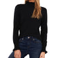 CeCe Women's Ruffle Mock Neck Sweater Black Size Medium