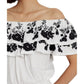 Ralph Lauren Women's Embroidered Jersey Off The Shoulder Top White