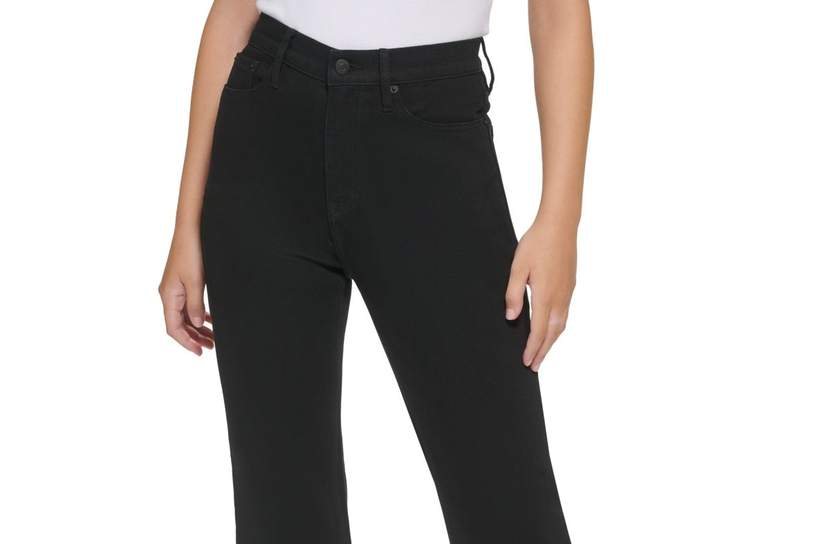 Calvin Klein Jeans Women's High Rise Flared Slit Hem Jeans Black Size 30