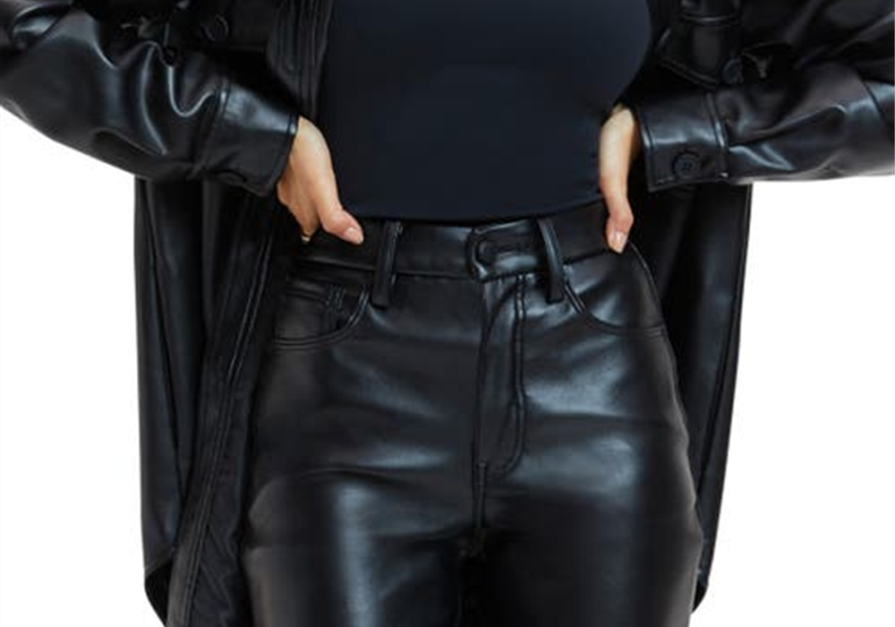 Good American Better Than Leather Faux Leather Shacket in Black Size 7