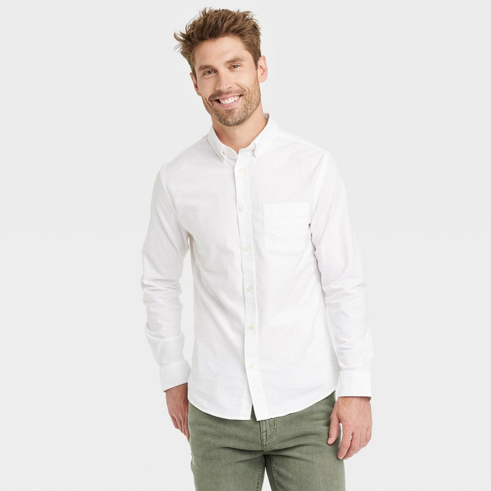 Goodfellow & Co Men's Every Wear Long Sleeve Oxford Button-Down Shirt White Size L