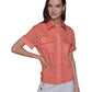 Karl Lagerfeld Paris Womens Coral Eyelet Cotton Shirt