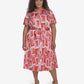 Karl Lagerfeld Paris Plus Size Geo Print A Line Dress Parfait Pink Multi