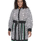 Karl Lagerfeld Paris Plus Size Geometric Print Shirtdress Soft White Black Multi