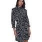 Karl Lagerfeld Paris Womens Dot Print Mock Neck 3 4 Sleeve A Line Dress Black Soft White