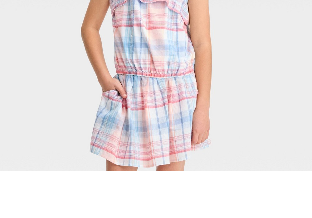 Girls Plaid Tank Top in Red White Blue Size XL - Cat & Jack