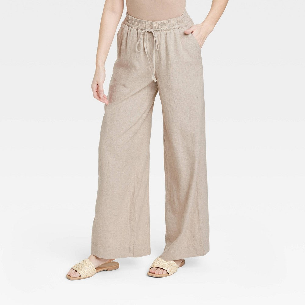 A New Day High-Rise Linen Pants Beige Size M