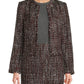 Calvin Klein Womens Open Front Tweed Jacket Black Multi Size 2