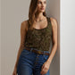 Lauren Ralph Lauren Womens Embellished Mesh Tank Top Dark Green