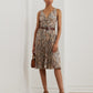 Lauren Ralph Lauren Womens Floral Metallic Chiffon Cocktail Dress Brown Multi