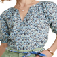 Vineyard Vines Puff Sleeve Button Front Top Blue
