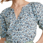 Vineyard Vines Puff Sleeve Button Front Top Blue