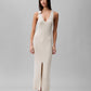 Calvin Klein Womens Boucle Rib Sleeveless Midi Dress White S