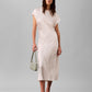 Calvin Klein Women's Crushed Satin MIDI Sheath Dress - White - M