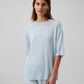 Calvin Klein Women's Shine Texture Relaxed Crewneck T Shirt Cloud Blue