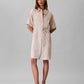 Calvin Klein Womens Tie Waist Shirtdress Antique White