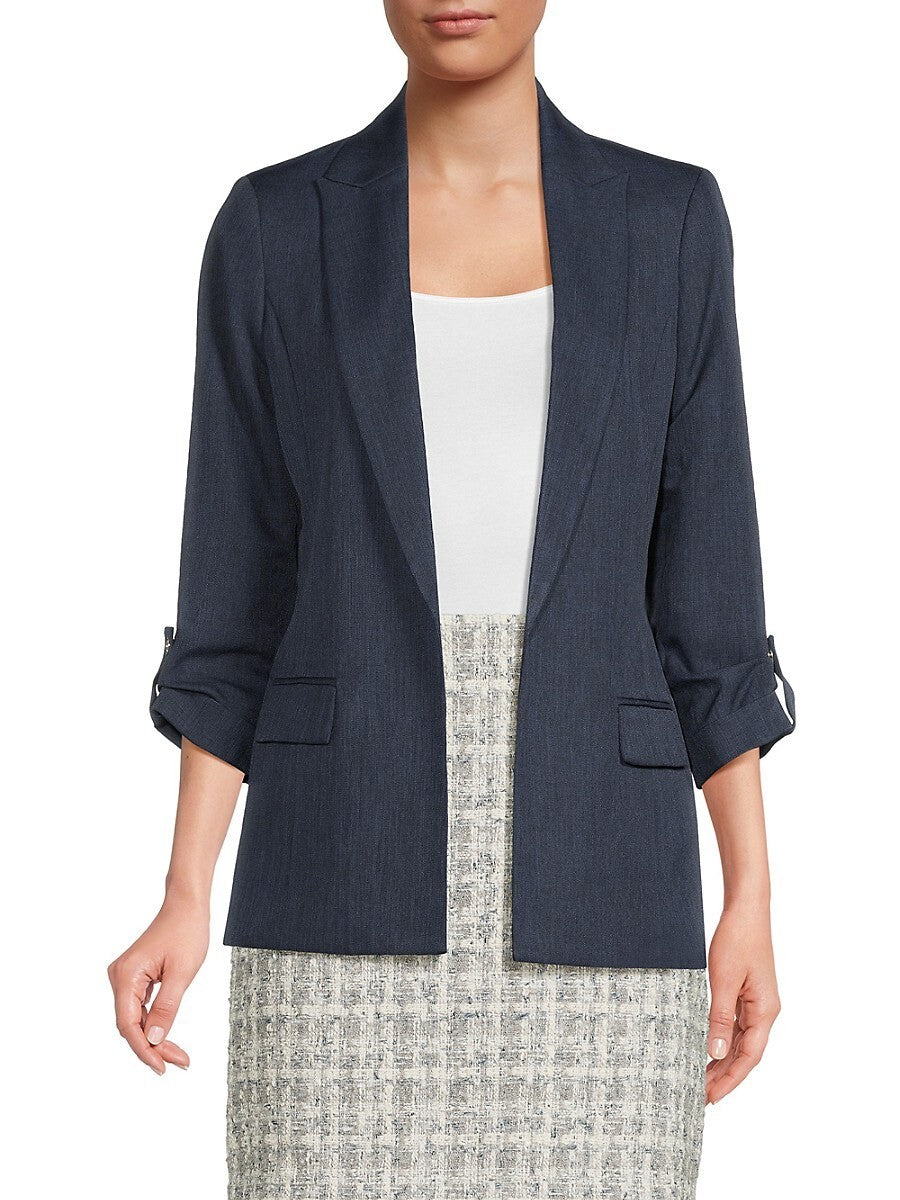 Calvin Klein Womens Faux Denim 3 4 Sleeve Jacket Heather Indigo