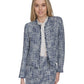 Calvin Klein Petite Open Front Cropped Tweed Jacket Cream Multi