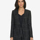 Calvin Klein Womens Collarless Metallic Jacquard Blazer Black