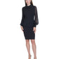 Halston Womens Rhinestone Collar Sheath Dress Black