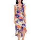 Kensie Womens Printed Ruffled High Low Maxi Dress Multi
