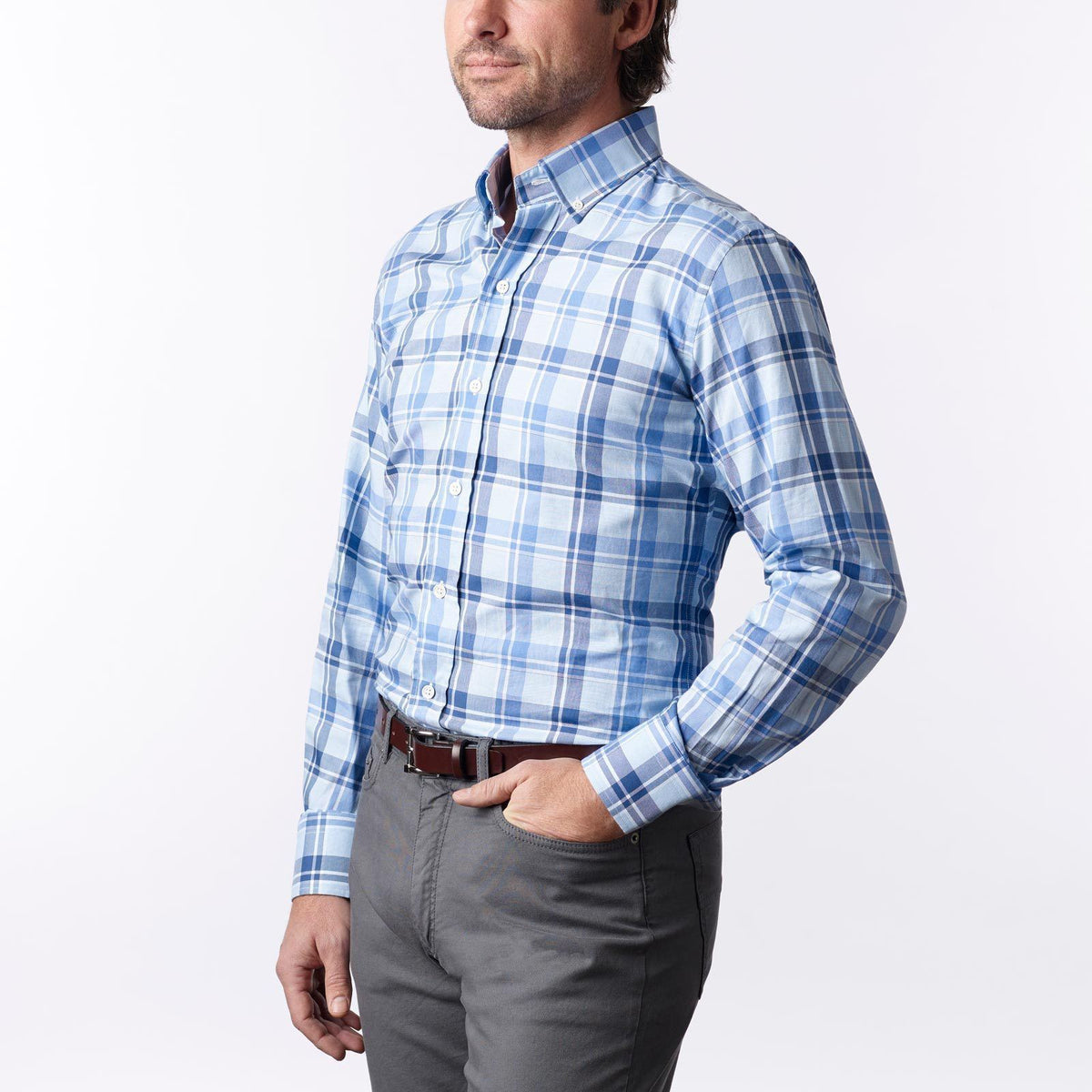 Ledbury The Guyton Plaid Casual Shirt Tailored Blue