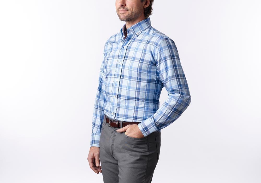Ledbury The Guyton Plaid Casual Shirt Tailored Blue