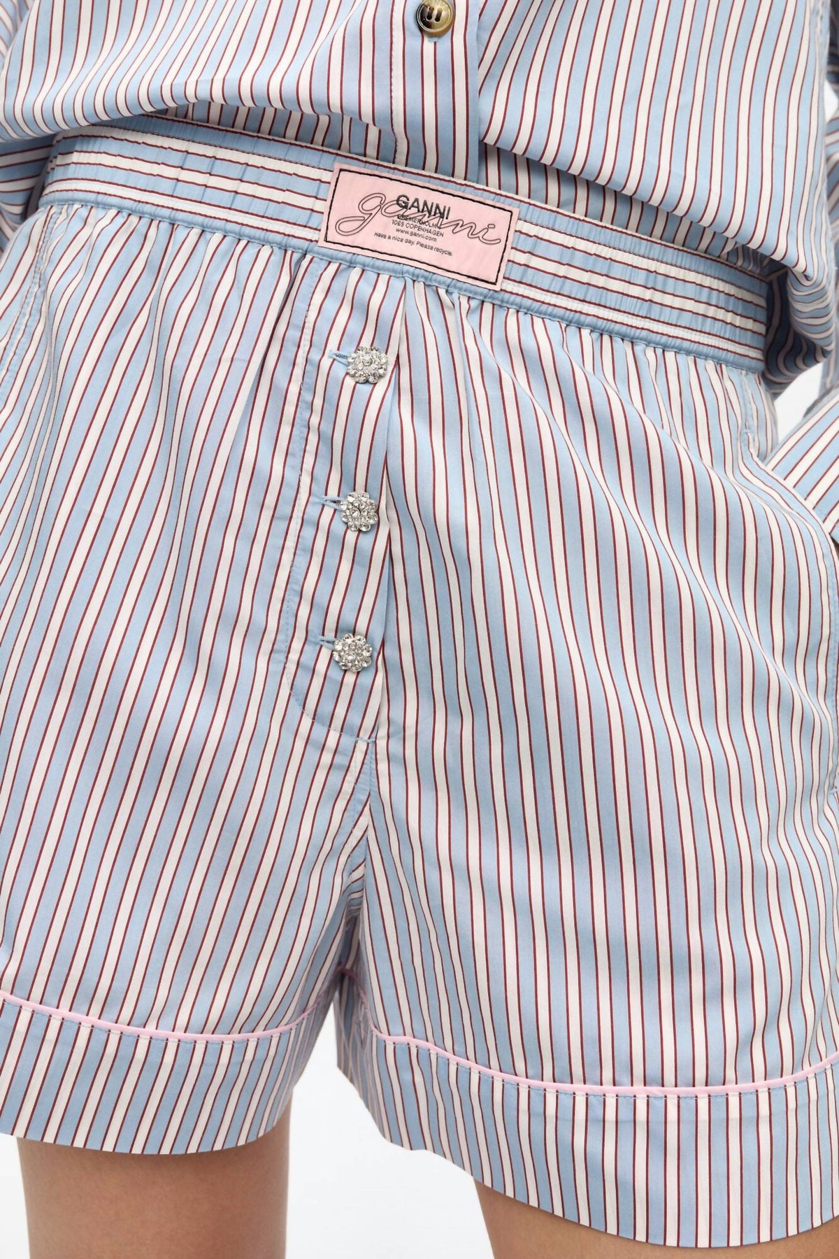 Ganni - Striped Elasticated Shorts