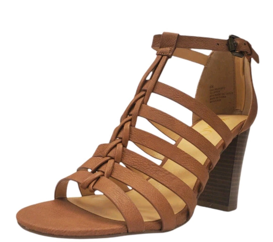 XOXO Women's Bae Block Heel Sandal Tan/Brown Size 8