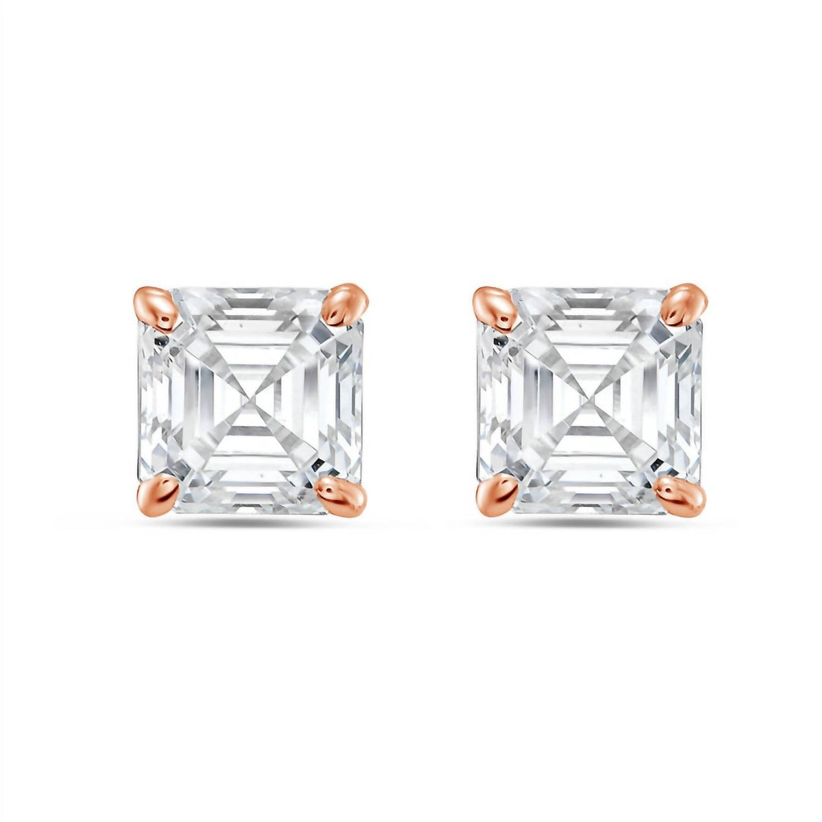 Diana M Jewels - 6.00 Cts Lab Grown Asscher Cut Stud Earrings