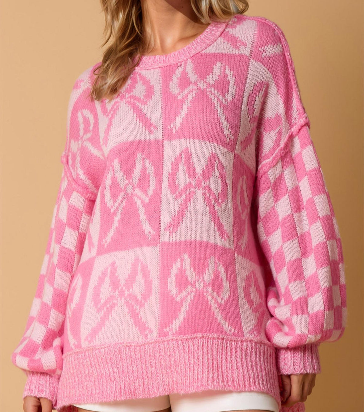 Double Take - Check Bow Sweater