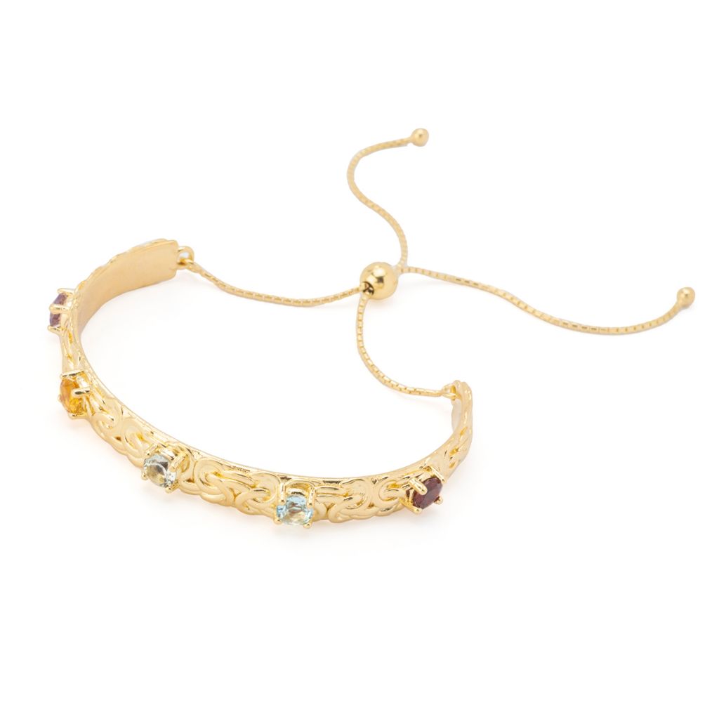 donna-gemma-2-18ctw-multi-gem-adjustable-slide-byzantine-bolo-bracelet