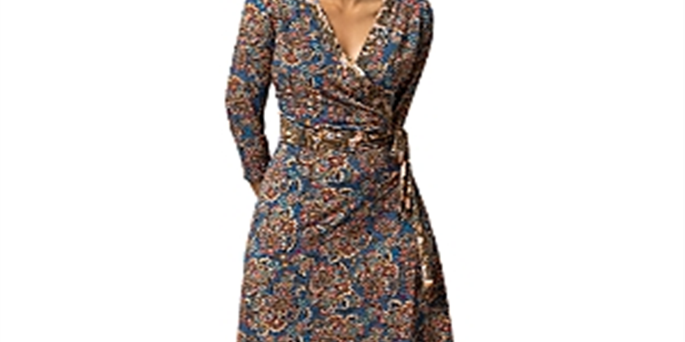 Leota Banded Perfect Wrap Dress Blue Size XXL