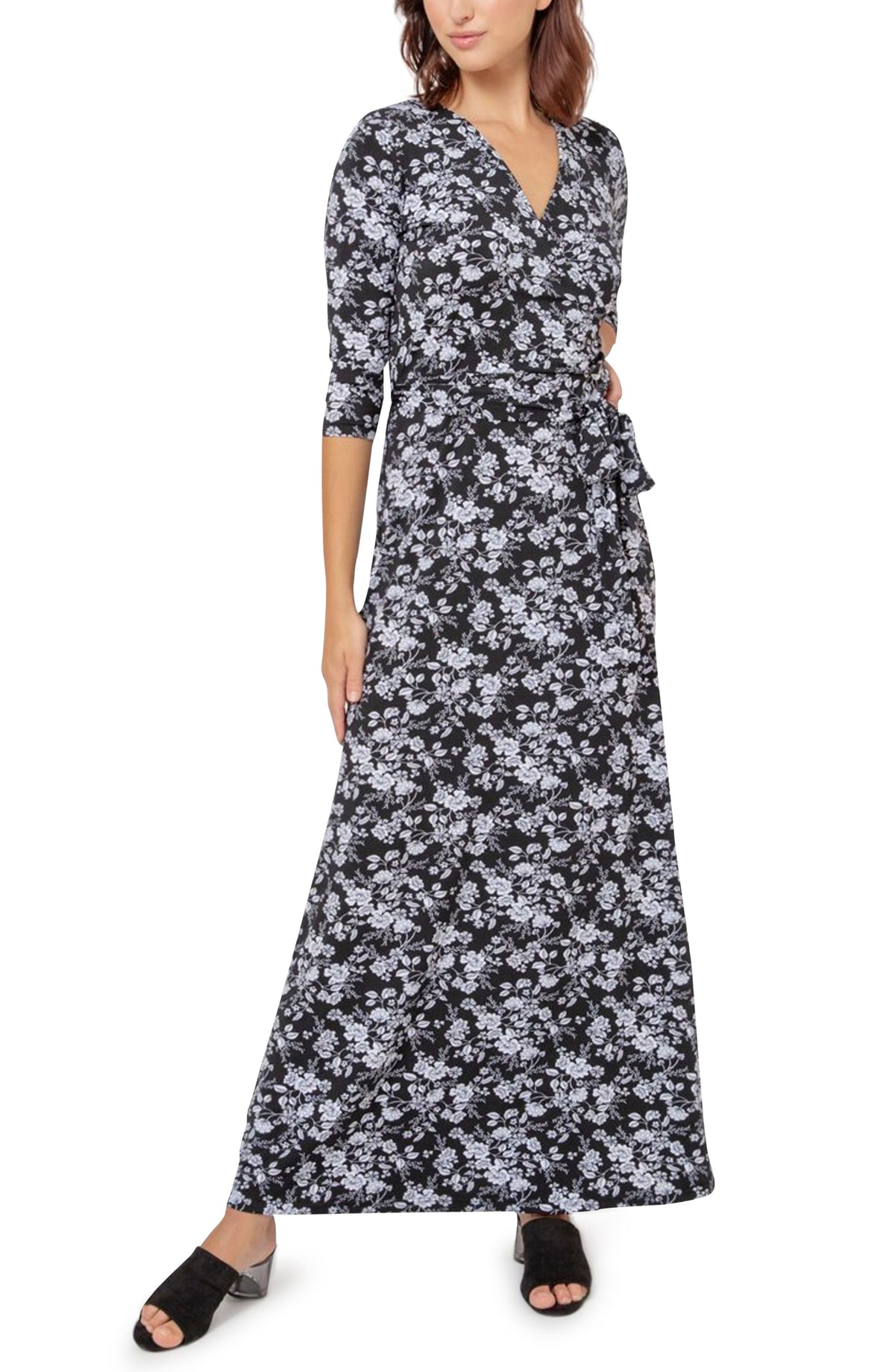 Leota Women's Perfect Maxi Wrap Dress Black Size X-Small