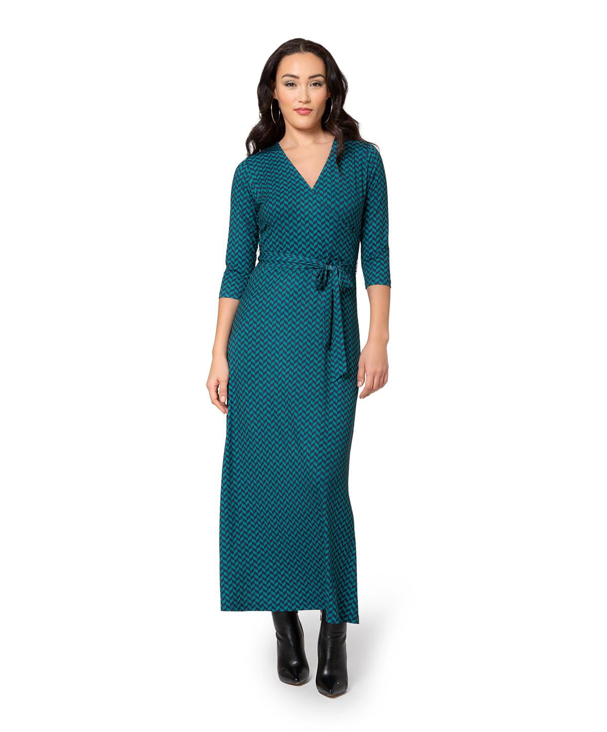 Leota Women's Perfect Wrap Maxi Dress Blue Size M